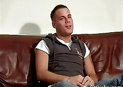 Cute face gay hunk Alex S pulling his fat gay cock