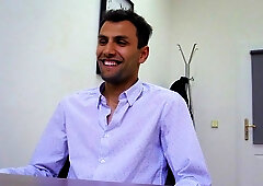 Scrawny amateur guy riding that huge penis in POV