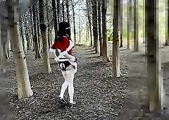 HA25Wore Christmas dress to complete the exposure task, and ejaculated with vibrator and tail