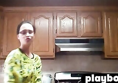 Awesome large bazookas mother I'd like to fuck in dress enjoys posing action in photo session