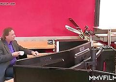 German, blonde secretary is in the mood to suck a rock hard dick, and get fucked