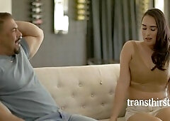 Trans beauty Ember Fiera has fun with her flirty neighbor Draven