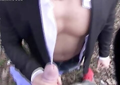 CzechHunter - Bareback Czech dude doggy fucking outdoors