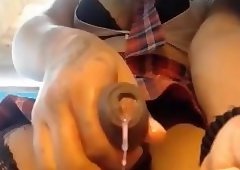 TGirl Licks Her Cum on Cam