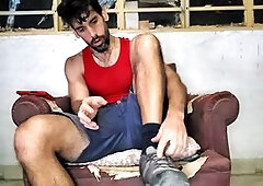 Big balls, gay hairy muscle, bearded daddy
