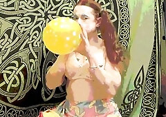 Creepy Clown Inflating and Playing With Balloons