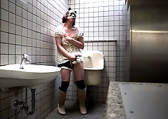 Chinese Crossdresser Ayumi Onanism Public Rest Room 009