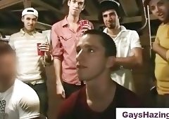 Amateur guys line up to be assfucked in fraternity ritual