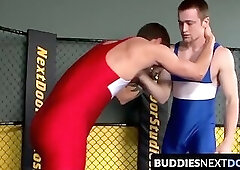 Tyler Torro and Rick McCoy wrestle and enjoy a raw bareback fuck