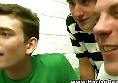 College guys eating dick for initiation into frat house