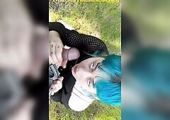 Femboy deepthroats on public trail