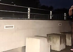 Sissy outside pussy and ass pluged and fuck dildo