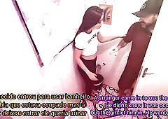 Cutie getting banged in the washroom of a bar by a stranger!