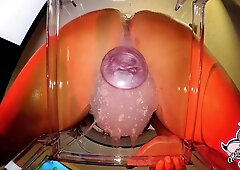 Sexy MILF PAWG creams all over a dildo sitting on a clear chair. Very Messy & Loud.