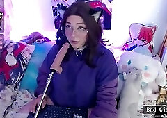 Very pretty BBW babe fuck machine blowjob