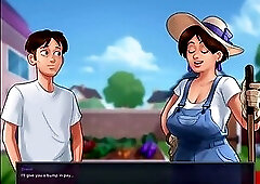 Summertime Saga, she gave him a handjob in the shower and cleaned him up.