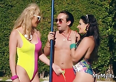 Threesome With Slutty Swimsuit Housewives