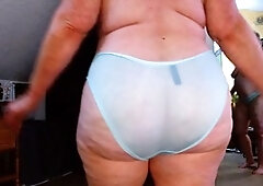 Stripped to the waist, big tits hairy pussy, thick and curvy