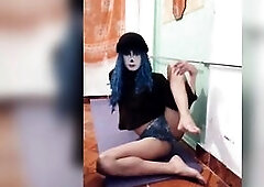 Cute slender Femboy doing exercises and Stretching