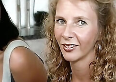 Slutty darksome-haired German sweetheart and wicked mother I'd like to fuck are sucking large cock and getting their faces sprayed with a large l