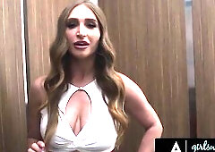 GIRLSWAY - Wild Coworkers Skylar Snow & Beauty Youngs Nearly Caught Having Sneaky Office Elevator Sex