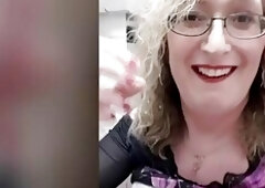 Blonde Post Op Tgirl Lisa does Piss Play in the Pub Toilets Wearing Red Leather Pants