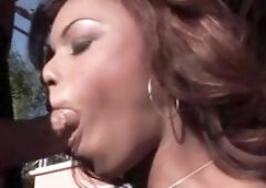 Ebony Beautyful gal having a concupiscent screw on the stairs