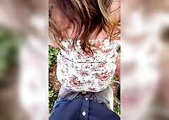 Playing with my vibrator until I reach a squirting climax leaves me needing schlong and cum. I then stroll around overspread in cum.