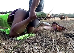 Sexy blond wife drilled out in the pasture