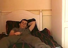 Horny babe records his solo masturbation