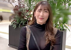 POV with a selfish Asian with beautiful breast