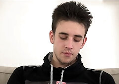 Jose Nicolas cums with his hairy cock on display