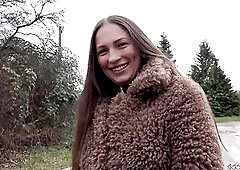 GERMAN SCOUT - Anal Casting Sex for Freckled Large Ass and Tits Maid Cora Love