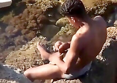 Tunisian twink wanks his BIG Arab dick near the beach 4