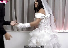 Busty Latina bride Clara Ortiz cheats on her groom at wedding day