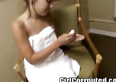 Ribald D is filming Sierra as that babe puts lotion on after her baths. That babe rubs the lotion all up and down her hawt little legs. Sierra is stil