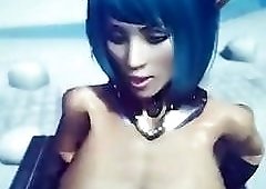 Compelling blue-haired shemale bends over to have that asshole drilled