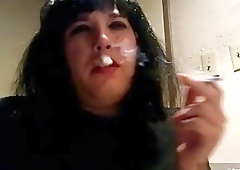 Fugly fat ts smokes and dildos her big ass solo