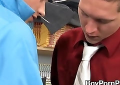 Ryan slides his long hard cock into his hot coworker Wesley