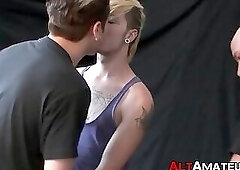 Horny emo twink drilled hard by two thick cock alt jocks