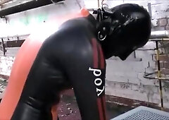 Rubber slave dildo ride