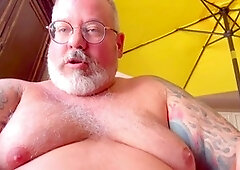 Dominant big grizzly bear smothers you with his hefty nuts and covers you in cum