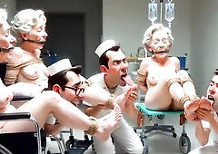 Compliant males are assigned to foot duty in the elderly honeys’s asylum. They kneel and lick each wrinkle of the old ladies’ feet, sucking their 