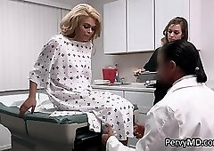 Latina patient and slutty nurse sharing dick