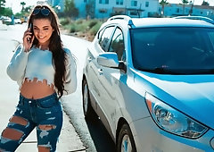 Lusty small-tit hottie Gina Valentina knows how to please him