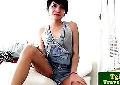 Youthful ladyboy Sofie gives hawt solo show
