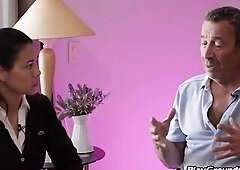 Aubrey Kate and Chelsea Marie tease and stretch on a pink-and-blue yoga mat, their lengthy locks braided with these hues. The breasty, tattooed cuties