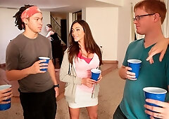 Ariella Ferrera and Aspen Ora are getting fucked by a massive shared dick