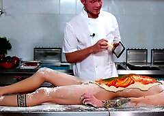 The horny cook tries some foot porn with his new twink