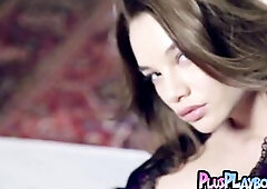 Hawt large melons Latin babe gal naked valuable body after hawt striptease for the Playboy